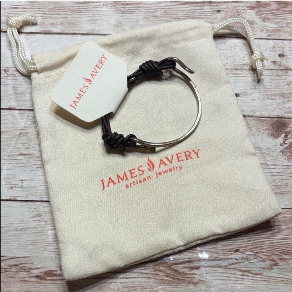 James Avery Retired Sterling Silver and Brown Leather Charm Bracelet